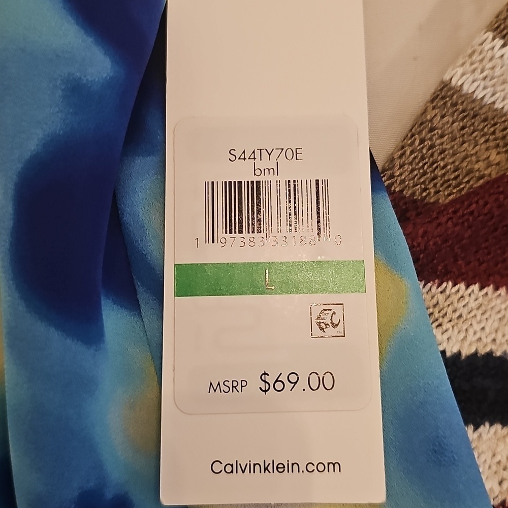 NWT Calvin Klein Multicolored  Ruffles Capped Sleeve Button Down Top Large - Picture 13 of 15
